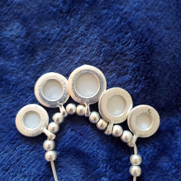 Silver & Iridescent Circles Necklace and Earrings - Picture 5 of 5